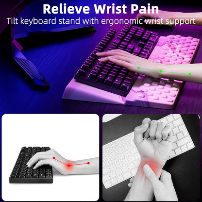 Ospelelf Tilt Keyboard Stand with Wrist Rest, Comfy Ergonomic Keyboard Riser Holder for Office Home