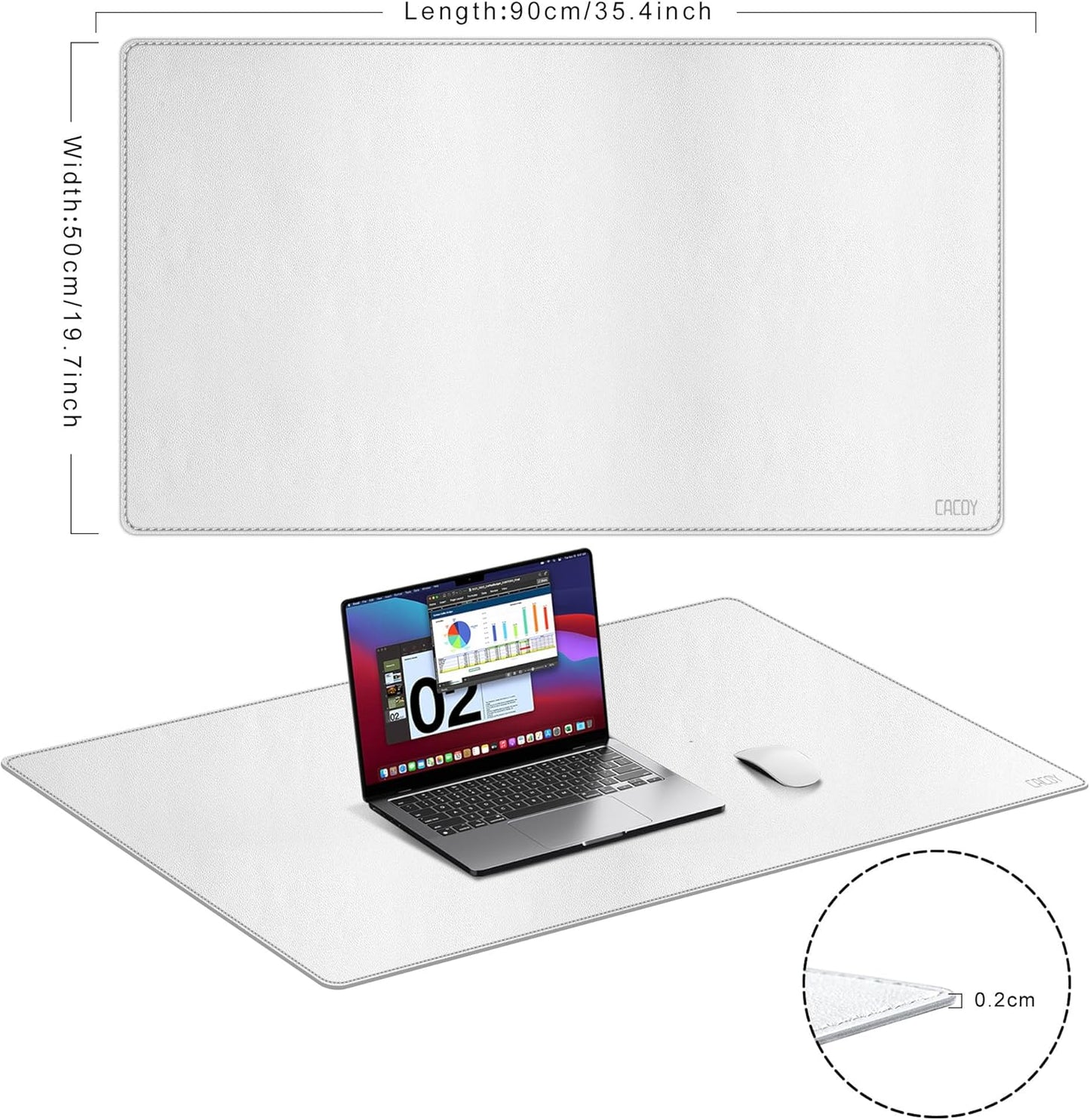 Cacoy 36" x 20" Leather Desk Mat for Home Office, Extra Large PU Leather Desk Pad Blotters, Waterproof Computer Keyboard Mat, Extended Gaming Mouse Pad, Desk Protector for Desktop and PC Laptop, Black