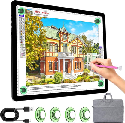 KOBAIBAN A4 Light Box for Tracing, Light Board with Side Physical Buttons, Magnetic Light Pad for Diamond Painting, Stenciling, Weeding Vinyl, USB LED Lighting Board (Black, 35.2 x 25.4 CM)