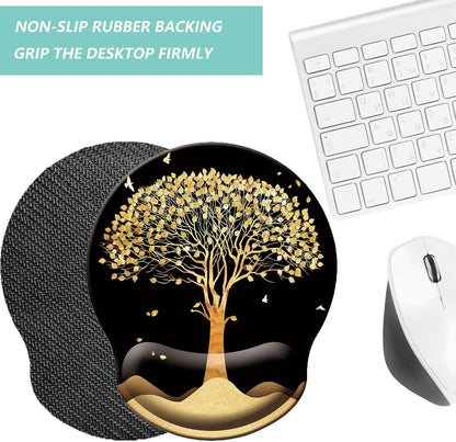 Mouse Pad with Wrist Support, Ergonomic Mouse Pad with Memory Foam Wrist Rest Cushion, Non-Slip Rubber Base Gaming Mice Pad for Home Office Computer Laptop, Flowers Grass