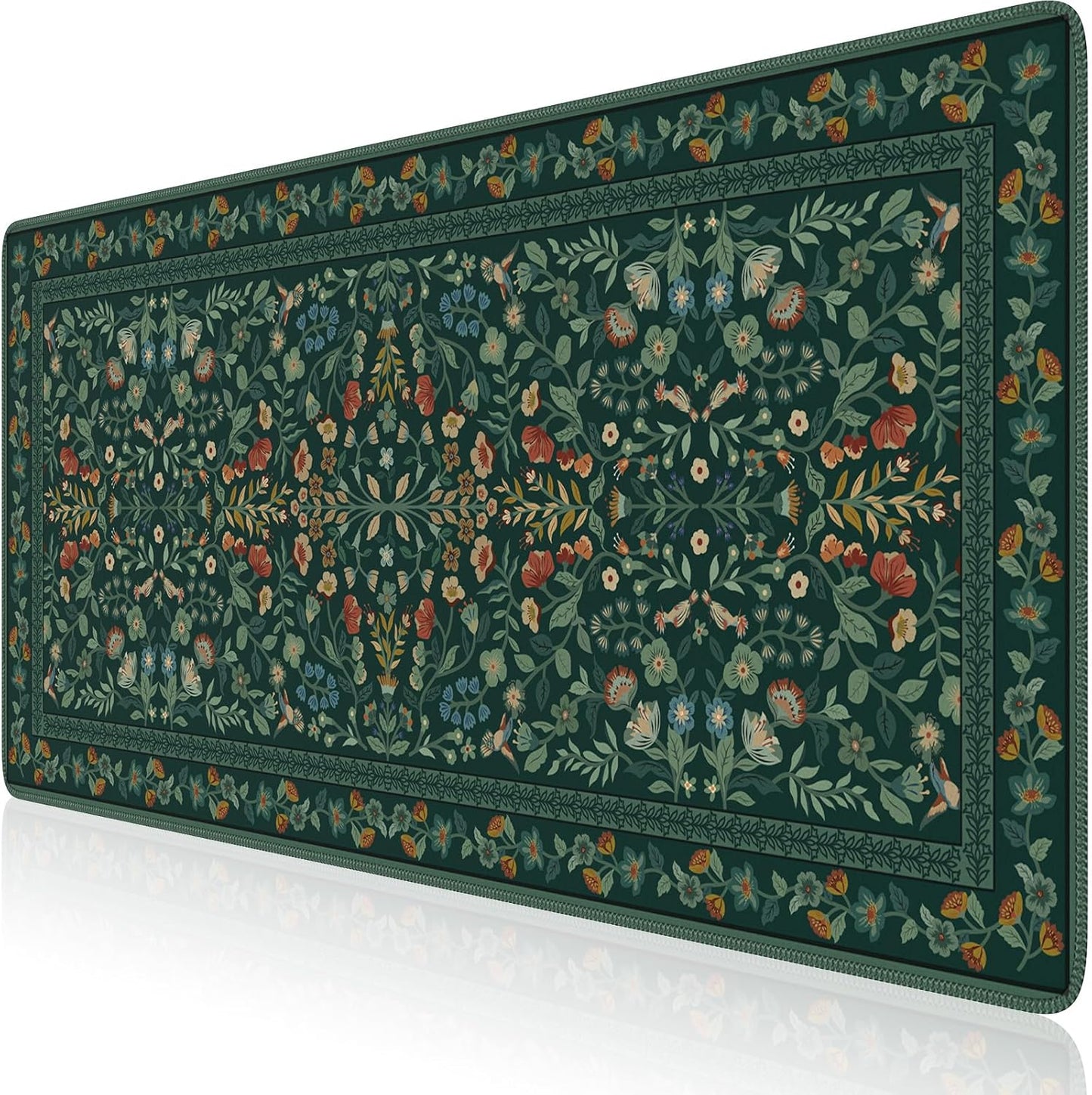 iCasso Desk Mat for Keyboard and Mouse, Large Mouse Pad, Desk Pad Mat, Anti-Slip Big Mousepad with Stitched Edges for Computer Desktop(Deep Green)