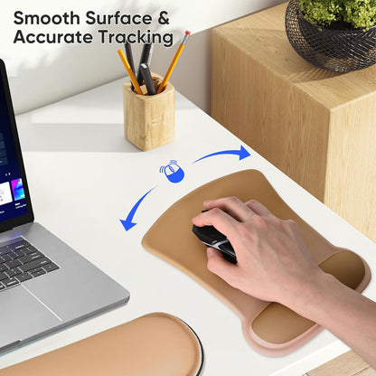 RICHEN Keyboard Wrist Rest Pad and Mouse Wrist Rest Support Mouse Pad Set,Sturdy & Comfortable & Lightweight for Easy Typing & Pain Relief-Ergonomic Support (Brown)