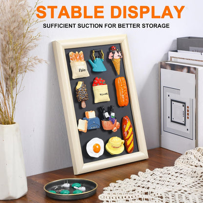 Maitys Black Souvenir Magnetic Board with Stand, 12 x 8 Inches Metal Magnet Display Bulletin Board for Wall Tabletop, Souvenir Easel Stand for Home Office