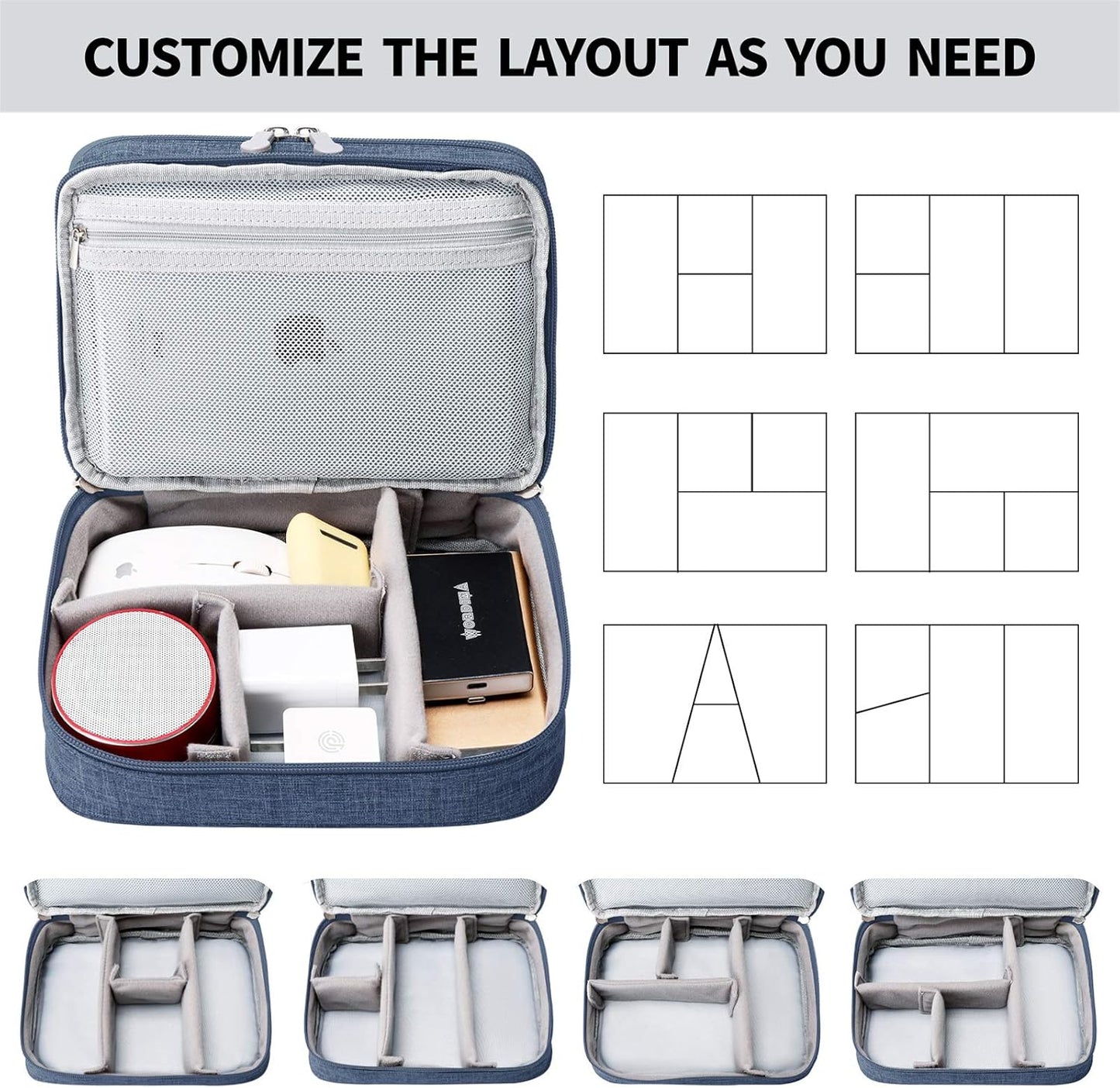 Lanola Travel Cable Organizer Bag, Electronic Accessories Case Portable Double Layer Cable Storage Bag for Cord,phone,Charger, Flash Drive, Phone, SD Card,Personal Items - (Purple)