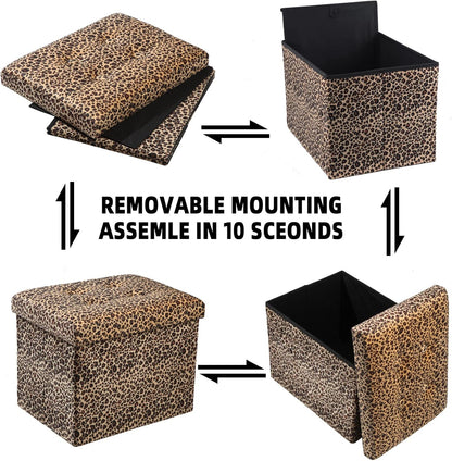 ALASDO Storage Ottoman Footrest Stool Small Ottoman with Storage Foldable Ottomans Foot Rest Footstool Bench for Living Room 17x13x13inches Grey