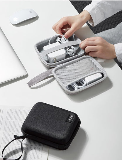 Small Travel Carrying Storage Case, 4.4"x4.4" Charger Organizer, Pouch compatible with MacBook Power Adapter, Laptop Accessories Cables, Cords, USB Drives, Earphones