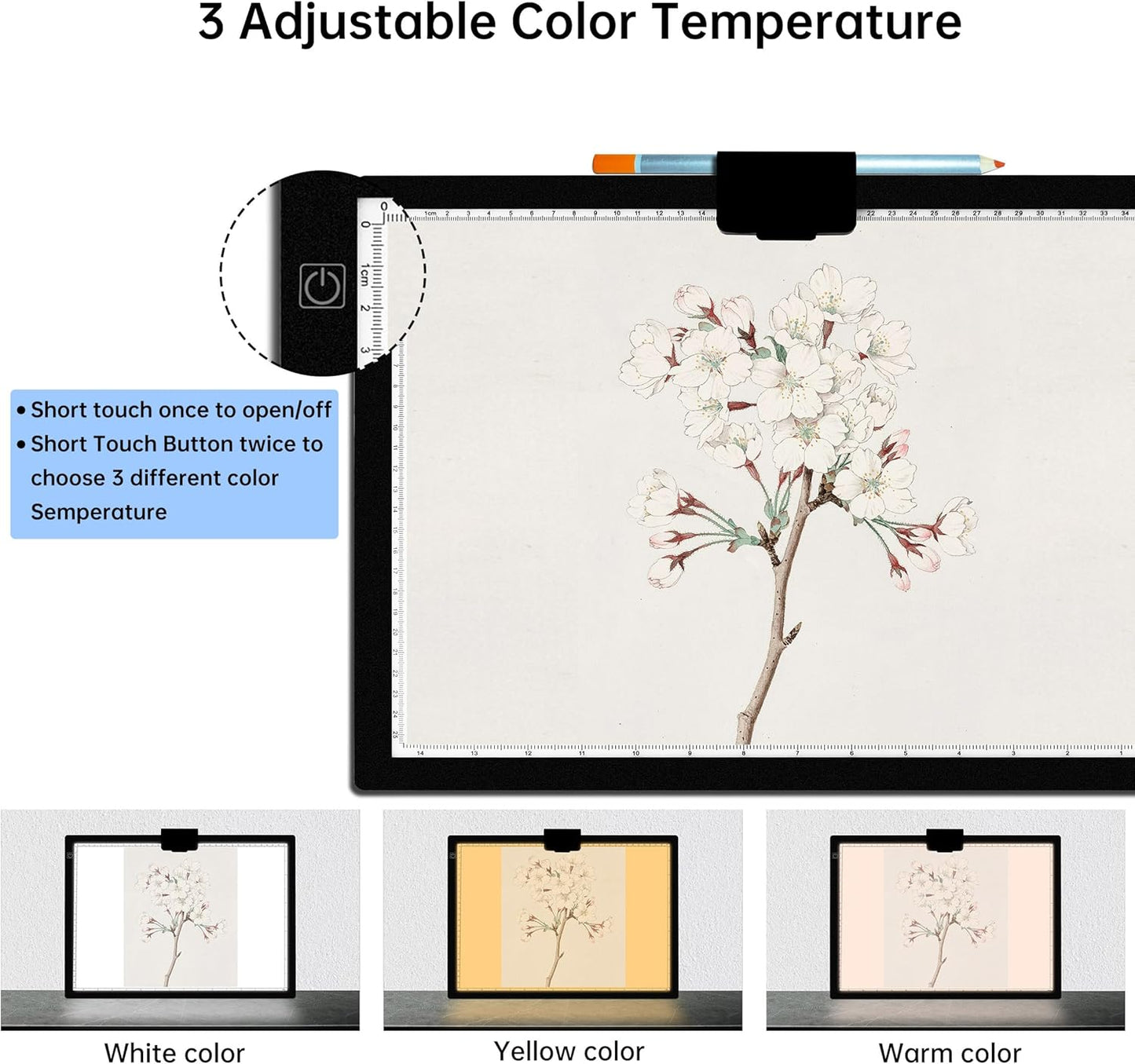 Mlife A3 Light Pad,Built in Battery Light Box,3 Colors Temperature,Stepless Brightness,Rechargeable LED Ultimate Light Board for Tracing, Diamond Art, Sketching