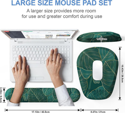 Mouse Pad with Wrist Rest, Comfortable Keyboard Wrist Rest, Memory Foam Wrist Rest for Computer Keyboard, Ergonomic Mouse Pad Set for Easy Typing & Pain Relief for Office Black