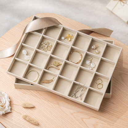 pickpiff Drawer Sunglass Organizer & Display Tray: 1 Pcs 8 Grids Velvet Scratch-Free Eyeglasses Case (13.8x9.4x1.6inch) - Soft Beige Glasses Storage Holder Box for Men & Women