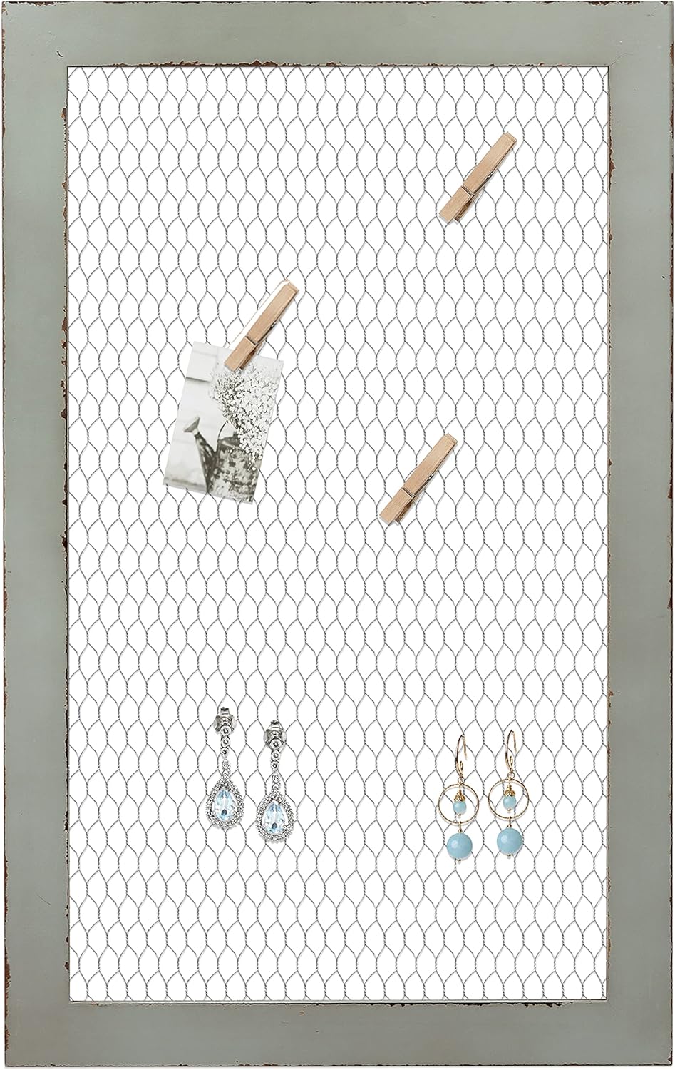 SOFE Farmhouse Memo Board Chicken Wire Frame, Black Large Bulletin Boards for Walls, Hanging Photo Display Board or Jewelry Organizer Wall Grid Panels, Decorative Vision Board for Desktop Office