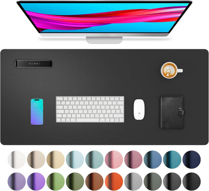 Aothia Leather Desk Pad Protector, Mouse Pad, Office Desk Mat, Non-Slip PU Leather Desk Blotter, Laptop Desk Pad, Waterproof Desk Writing Pad for Office and Home (Black,36" x 17") - Colors A