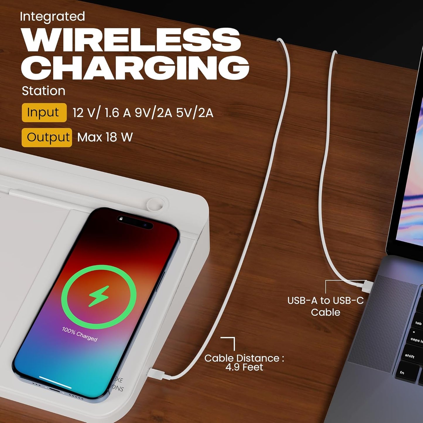 NEXTLUXE Glass Desk Whiteboard with Wireless Charger - Desktop Whiteboard with Storage, Weekly Planner, Dry Erase Pad, Organizer Drawer for Home, School, Office Gadgets – Black (Black)