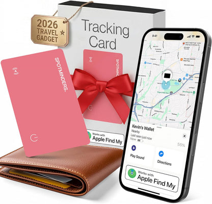 SPOTMINDERS Apple MFi Certified Wallet Tracker PRO for Travel Credit Card Design Works with Apple Find My IP68 Waterproof Rechargeable Tracking Card for Wallet Luggage Passport 0.07in Slim Item Finder