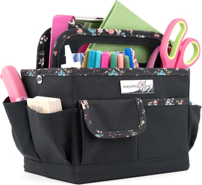 Everything Mary Craft Caddy, Tan Dot - Art Storage for Supplies & Crafts - Supply Organizers Tote for School Classroom, Office, and Home - Organization for Makeup & Nurses