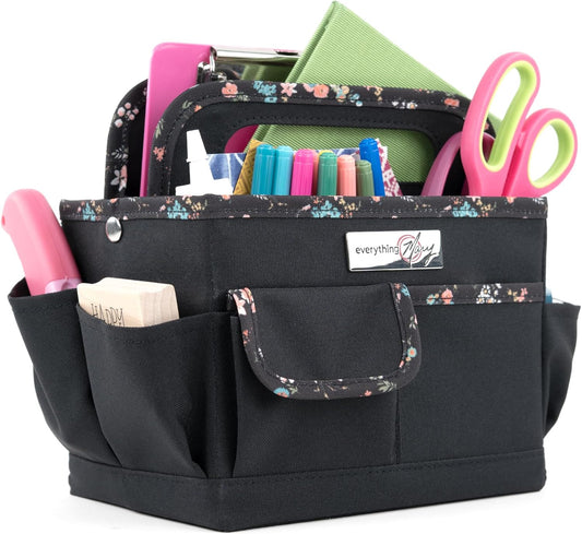 Everything Mary Craft Caddy, Tan Dot - Art Storage for Supplies & Crafts - Supply Organizers Tote for School Classroom, Office, and Home - Organization for Makeup & Nurses