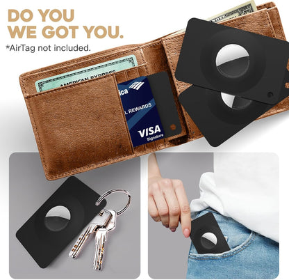 2 Pack Ultra Thin Wallet Holder Card Case for Apple AirTag, Lightweight GPS Tracker Cover for Wallet, Purse, Handbag, Keys, Clutch Bag