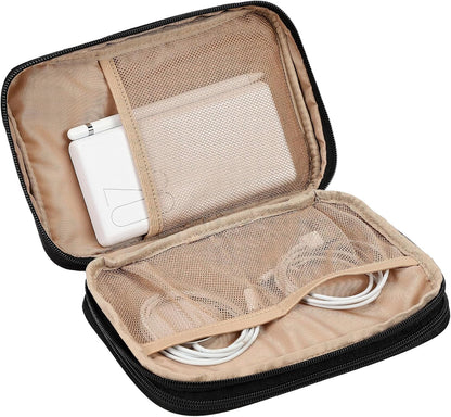NISHEL Travel Cord Organizer Case, Double Layers Tech Electronic Bag, Essentials for Charger, Cable, Phone, Flash drive, Medium, Pink