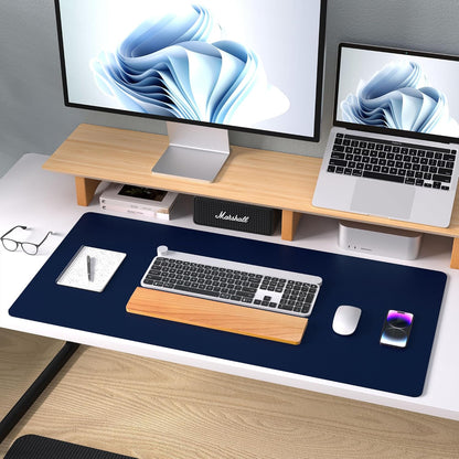 Aothia Leather Office Desk Pad Protector, Non-Slip PU Leather Desk Blotter, Waterproof Laptop Writing Mouse Pad for Office and Home, Black, 31.5" x 15.7" - Colors A
