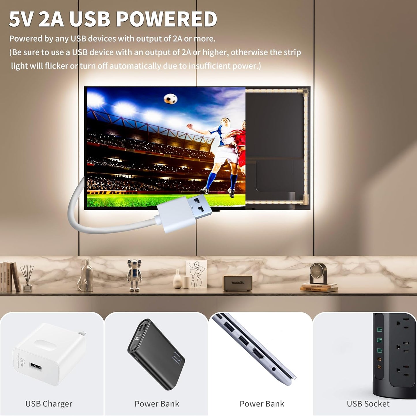 PAUTIX COB LED Strip Lights 5V USB Powered Dotless Super Bright Dimmable LED Lights 3000K Warm White 6.56ft TV Backlights,Flexible 3M Adhesive Under Cabinet Light for Bedroom,Kitchen,Shelf Lighting