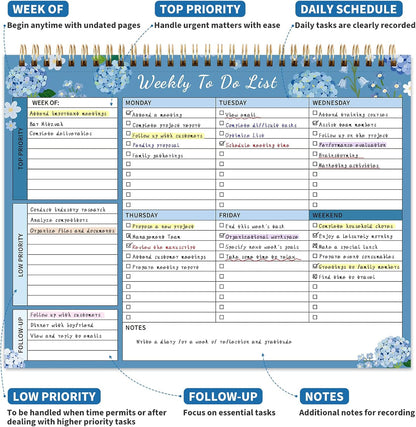 104 Pgs Weekly To Do List Notepad, 52 Duplex-Printed Undated Sheets 100 GSM（8.5"×11") Weekly Desk Planner For Work Home School Office Desk Accessories Supplies & Goal Setting Tasks - Green