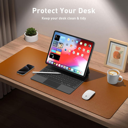 Aothia Leather Desk Pad Protector, Mouse Pad, Office Desk Mat, Non-Slip PU Leather Desk Blotter, Laptop Desk Pad, Waterproof Desk Writing Pad for Office and Home (Black,36" x 17") - Colors A