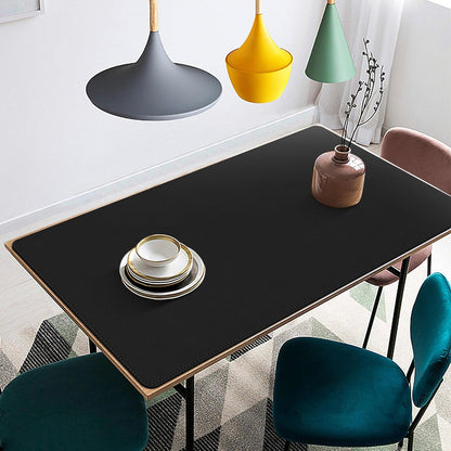 Vyaaa PU Leather & Cork Desk Mat, 39.4"x15.7" Dual Sided Computer Desk mat, Waterproof Large Mouse Pad, Non-Slip Office Desk pad, Office Desk Protector for Work/Gaming/Home (Black)