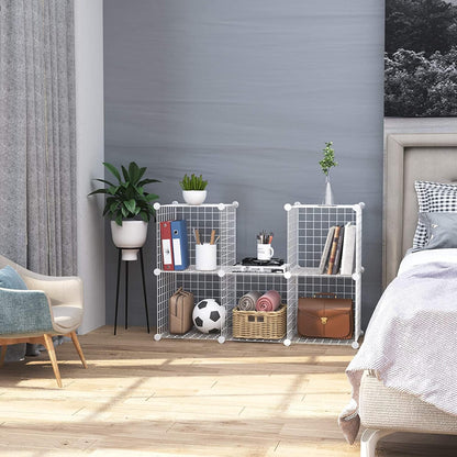 C&AHOME Wire Cube Storage, 6 - Cube Organizer Metal C Grids, Modular Shelves Units, Storage Bins Shelving, Closet Organizer, Ideal for Home, Office, Living Room, 36.6”L x 12.4”W x 36.6”H Black