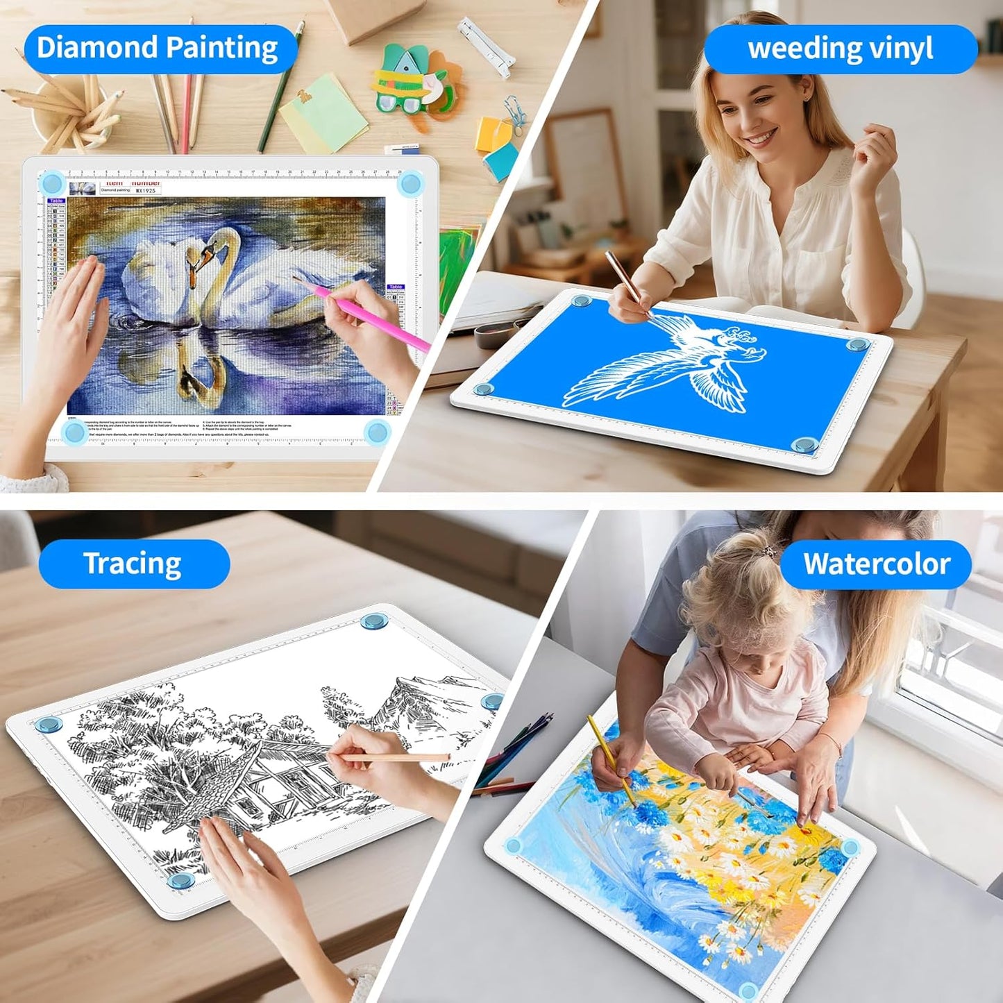 Heanolier Rechargeable A3 Tracing Light Box Drawing Pad,5600 Lux Bright Magnetic light pad, Dimmable Lightbox,3 color modes,light board for Diamond painting,light table for Sketching,Tattoo,X-ray View