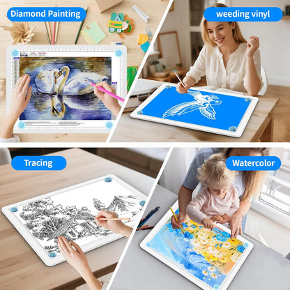 Heanolier Rechargeable A3 Tracing Light Box Drawing Pad,5600 Lux Bright Magnetic light pad, Dimmable Lightbox,3 color modes,light board for Diamond painting,light table for Sketching,Tattoo,X-ray View
