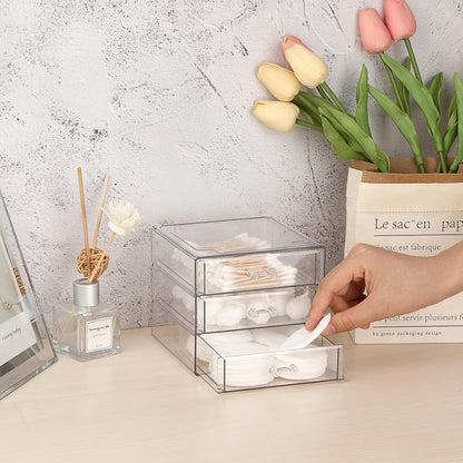 BTSKY Clear Acrylic Storage Organizer with Drawers, 5-Layer Desktop Organizer for Office Essentials, Multi-Purpose Stackable Container for Bathroom Vanity, Desk Makeup Jewelry Container Storage Box
