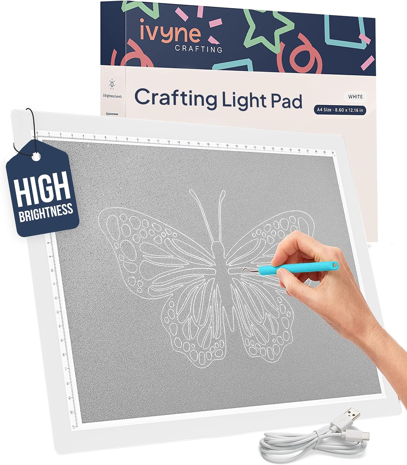 iVyne Rechargeable A4 Light Pad for Tracing & Weeding - LED Light Board for Weeding Vinyl - for Cricut Vinyl Weeding Tools - Ultra-Thin & Portable - Perfect for Artists & Crafters - Pink