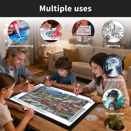 Zocelight Rechargeable A3 Light Board with Built-in Stand & Bag,Super Bright Magnetic Light Box for Tracing,Wireless Light Pad for Diamond Painting,Side Buttons,LED Light Table for Drawing,Sketching
