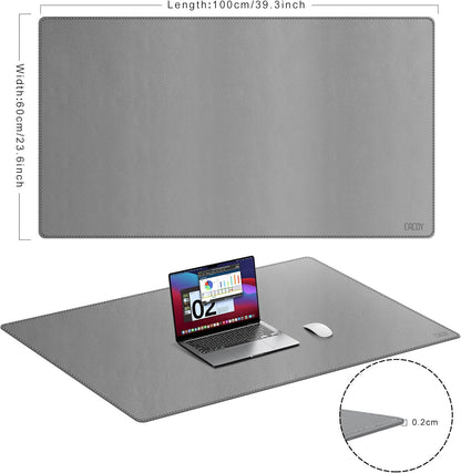 Cacoy 36" x 20" Leather Desk Mat for Home Office, Extra Large PU Leather Desk Pad Blotters, Waterproof Computer Keyboard Mat, Extended Gaming Mouse Pad, Desk Protector for Desktop and PC Laptop, Black