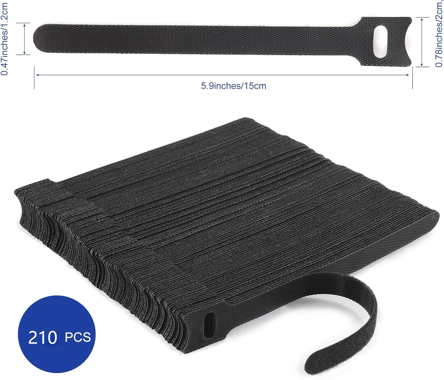 Nettbe Reusable Cable Ties, 60 PCS 8 Inches Adjustable Cord Straps Wire Organizer Cord Wrap and Hook Loop Cable Management
