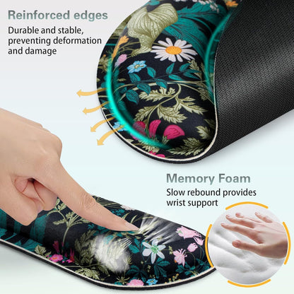 Ergonomic Keyboard Wrist Rest, Mouse Pad with Wrist Rest Anime, Cat Gaming Mousepad with Wrist Support, Memory Foam Wrist Rest Set for Computer Keyboard, Funny Cute Office Desk Accessories