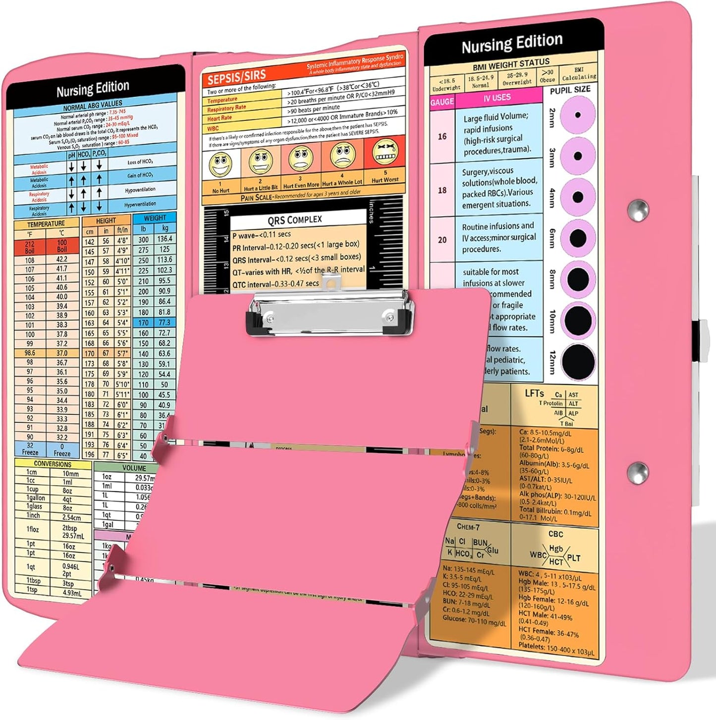 Clipboard Foldable Without Edition Cheat Sheets Aluminum 3 Layers Foldable Clipboards Pocket Size Profile Clip Clipboards Notepad for Students, Nurses,Contractor Trucker Driver