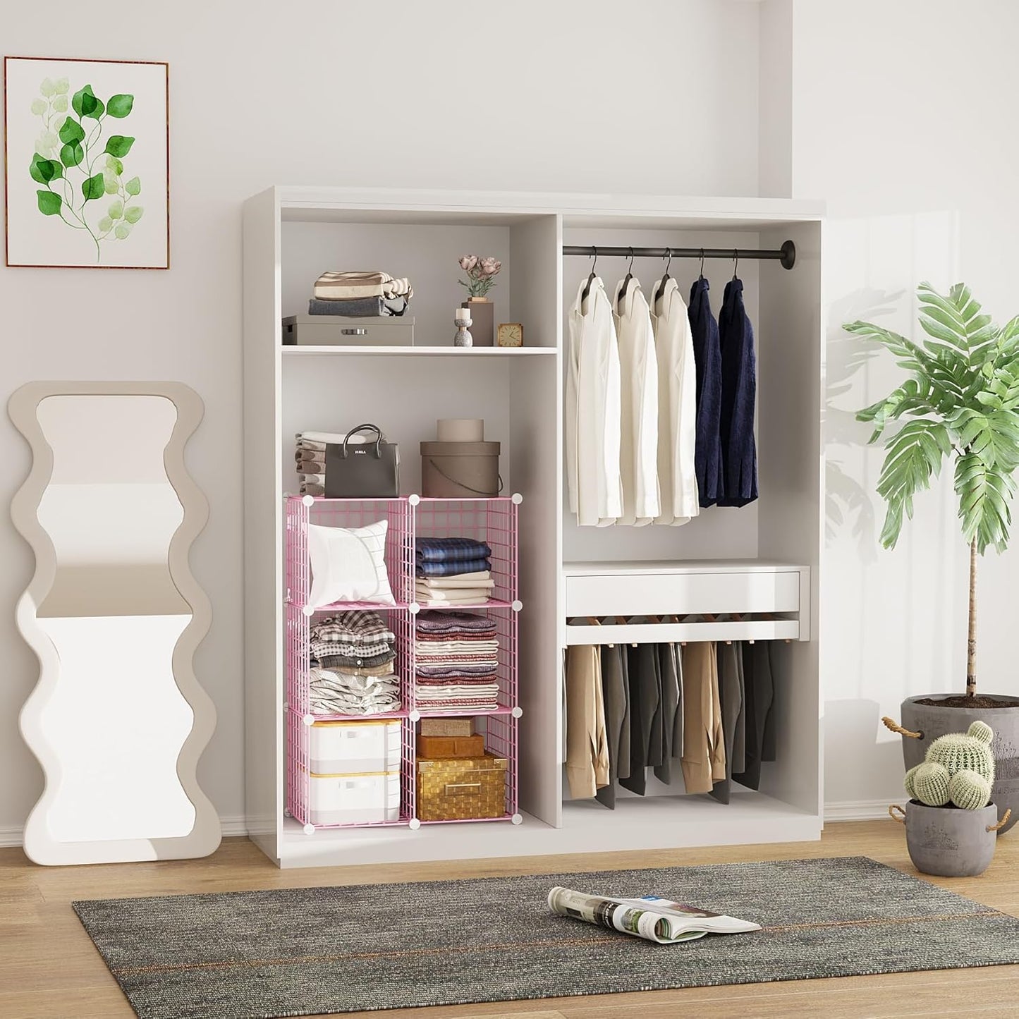 C&AHOME Wire Cube Storage, 6 - Cube Organizer Metal C Grids, Modular Shelves Units, Storage Bins Shelving, Closet Organizer, Ideal for Home, Office, Living Room, 36.6”L x 12.4”W x 36.6”H Black