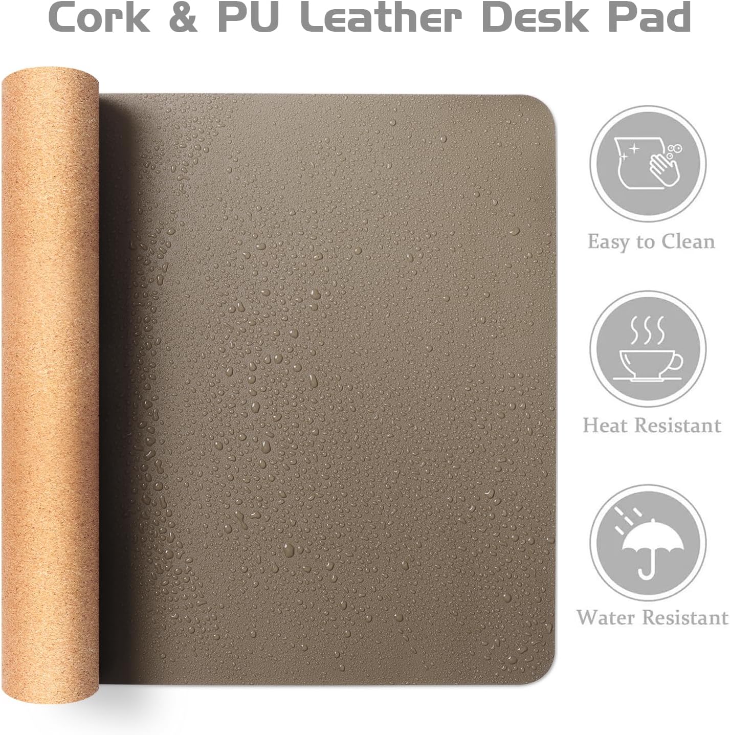 Aothia Dual-Sided Desk Pad - 25.6x13.7 inches Leather Desk Mat, Natural Cork Desk Pad Protector, Large Mouse Pad for Desk, Waterproof Desk Blotter Pad, Desk Writing Pad for Office Work/Home, Black