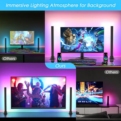 360° Smart Light Bar, RGB Light Bars, Crystal Ambient Mood Light with 16 Million Colors, 213 Preset & 8 Scene Modes, Music Sound Sync, 3 Modes Control, RGB & IC Backlight for TV/Monitor/Gaming/Room