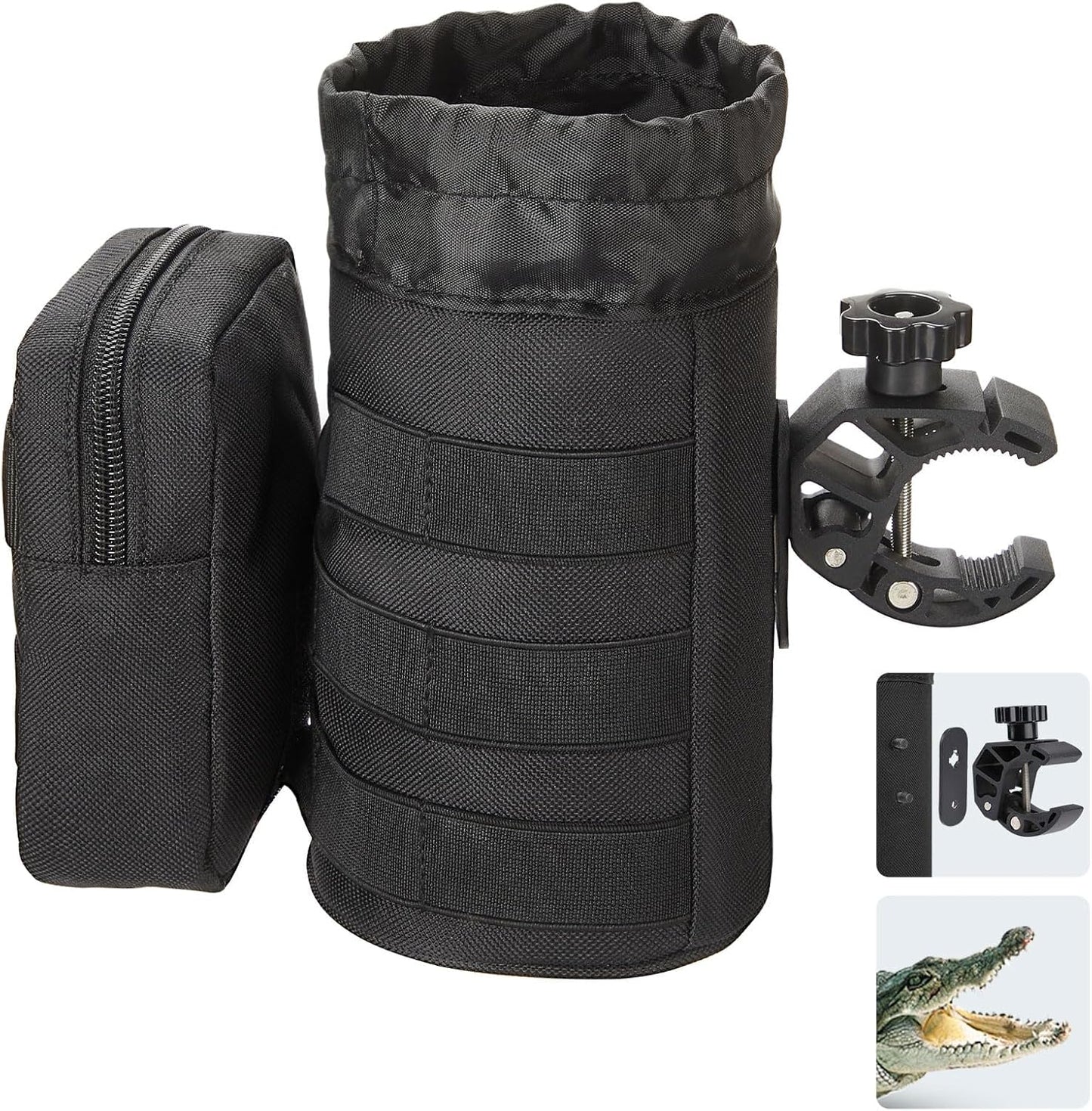 KEMIMOTO Motorcycle & ATV Cup Holder-32oz Drink Holder with Alligator Clamp, UTV, Scooter, Boat, Kayak, Bike, Walker, Black