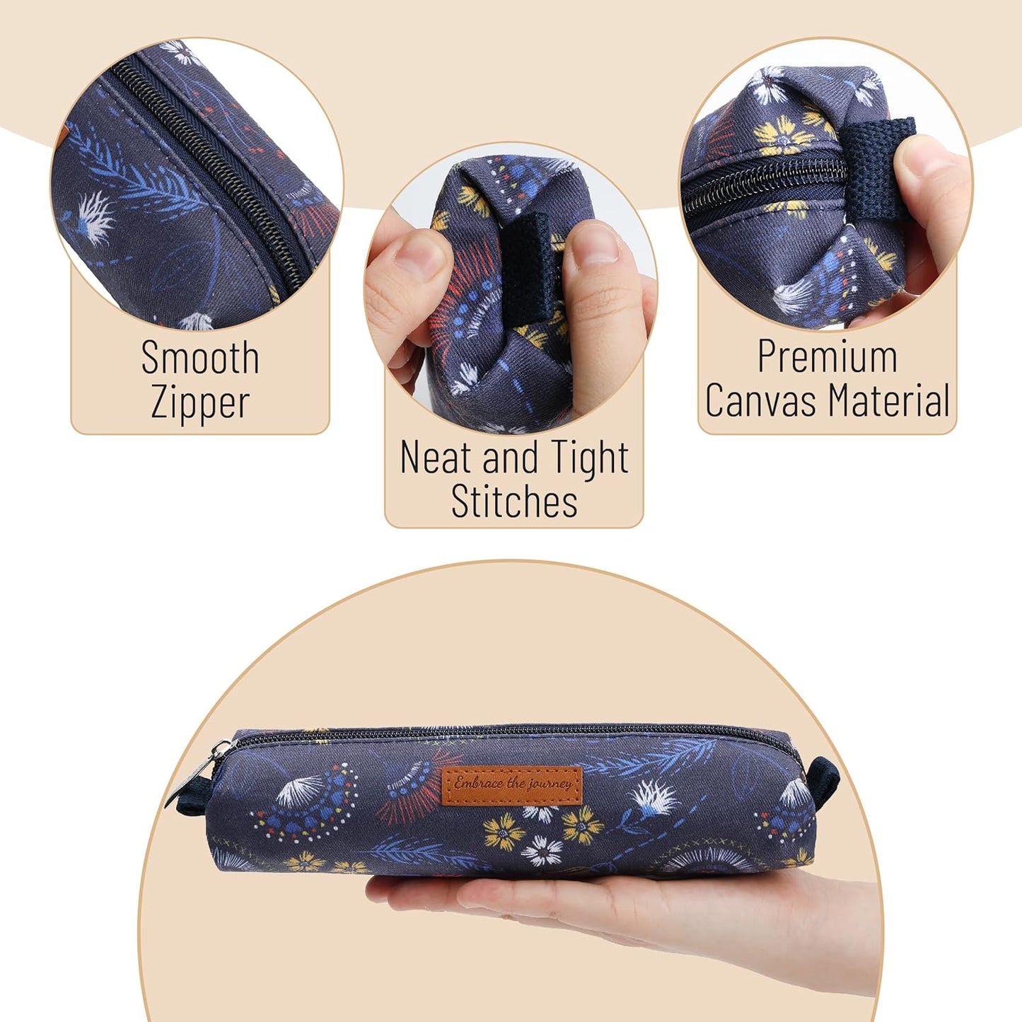 Mr. Pen- Cute Pencil Case Pouch, Multipurpose Canvas Bible Pencil Pouch, Smooth Zipper, Premium Material, Neat Stitches, Ideal for Stationery, Cosmetics, Electronics, School, Office, Travel