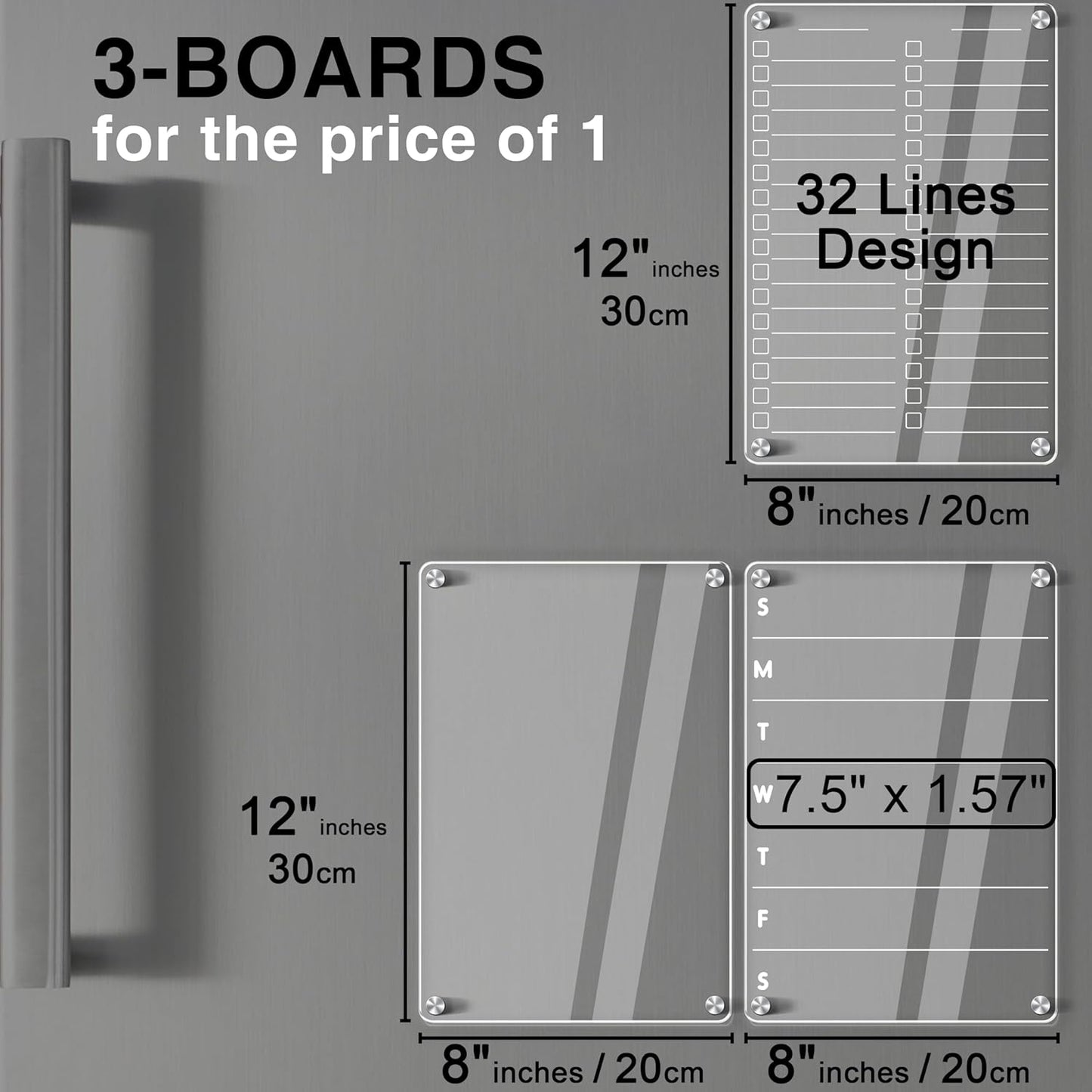 Acrylic Magnetic Dry Erase Board for Fridge, 12"X8" Clear Magnetic to Do List White Board, Acrylic Dry Erase to Do List for Refrigerator, Magnet Whiteboard with 5 Markers