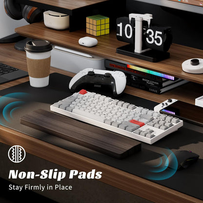 Wooden Wrist Rest, 11.8-inch Length and 22mm Thickness for Small Keyboard, Bamboo Wood Palm Rest, Ergonomic Design for Mechanical Gaming Keyboard
