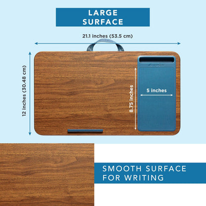 LAPGEAR Home Office Lap Desk with Device Ledge, Mouse Pad, and Phone Holder - Black Carbon - Fits up to 15.6 Inch Laptops - Style No. 91588