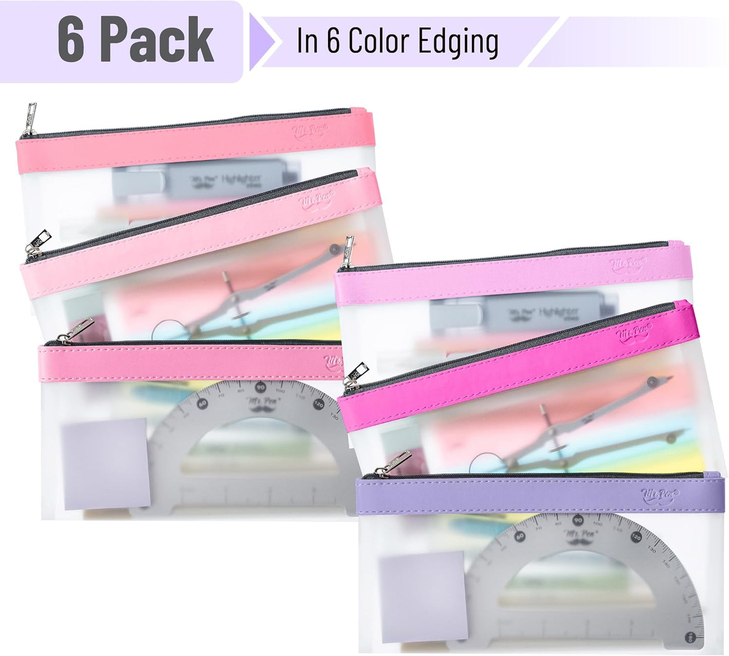 Mr. Pen- Clear Pencil Pouch, 8.50"x4.25", 3 Pack, Durable TPU Material, Medium Water-Resistant Pencil Bags with Smooth Zipper, Multipurpose Clear Pouch for Stationery, School, Office, Travel Supplies