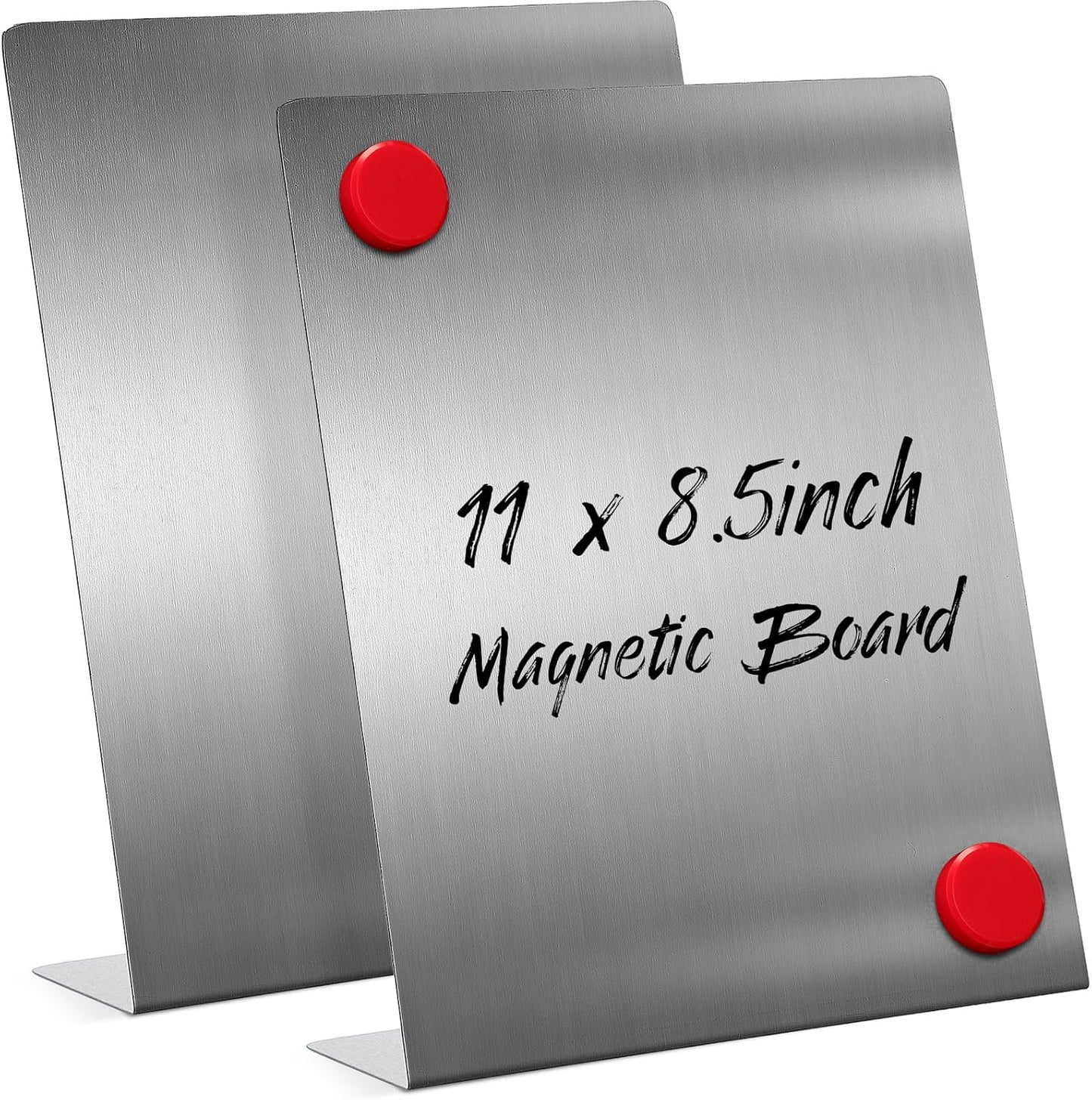 Fainne 2 Pcs Magnetic Bulletin Board with Easel Stand Mini Magnet Metal Tabletop Memo Display Board for Back to School Menu Table Office Supplies (Black,11 x 8.5 Inches)