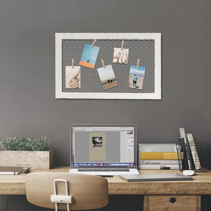 SOFE Farmhouse Memo Board Chicken Wire Frame, Black Large Bulletin Boards for Walls, Hanging Photo Display Board or Jewelry Organizer Wall Grid Panels, Decorative Vision Board for Desktop Office