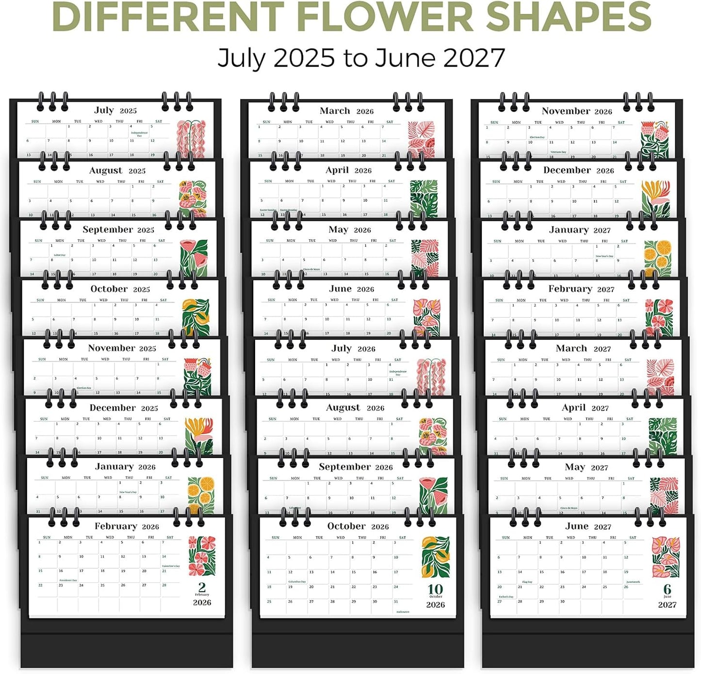 KONVINIT Small Desk Calendar 2026-2027, 6.3" x 3.1", 2026 Desk Calendar - Runs From January 2026 Until December 2027, 24 Months Mini Desktop Calendar for School, Home and Office Supplies