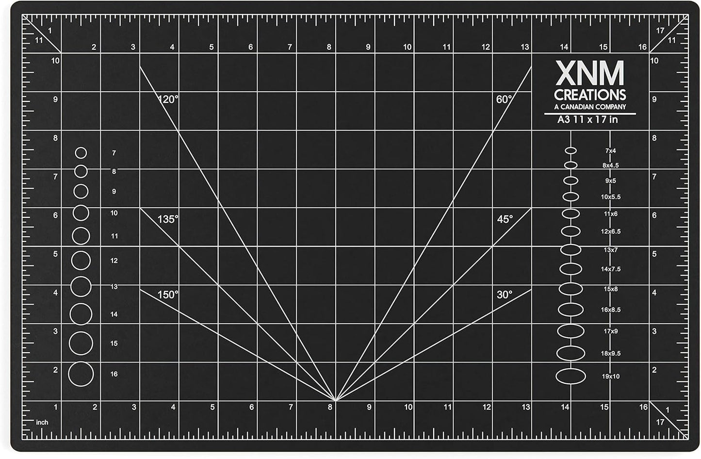 XNM Premium Self Healing Cutting Mat - 18 Inches by 24 inches - A2, 3 Layer Quality PVC Construction - Dual Sided, Imperial and Metric Grid Lines - Perfect for Cutting, Sewing, and Crafts
