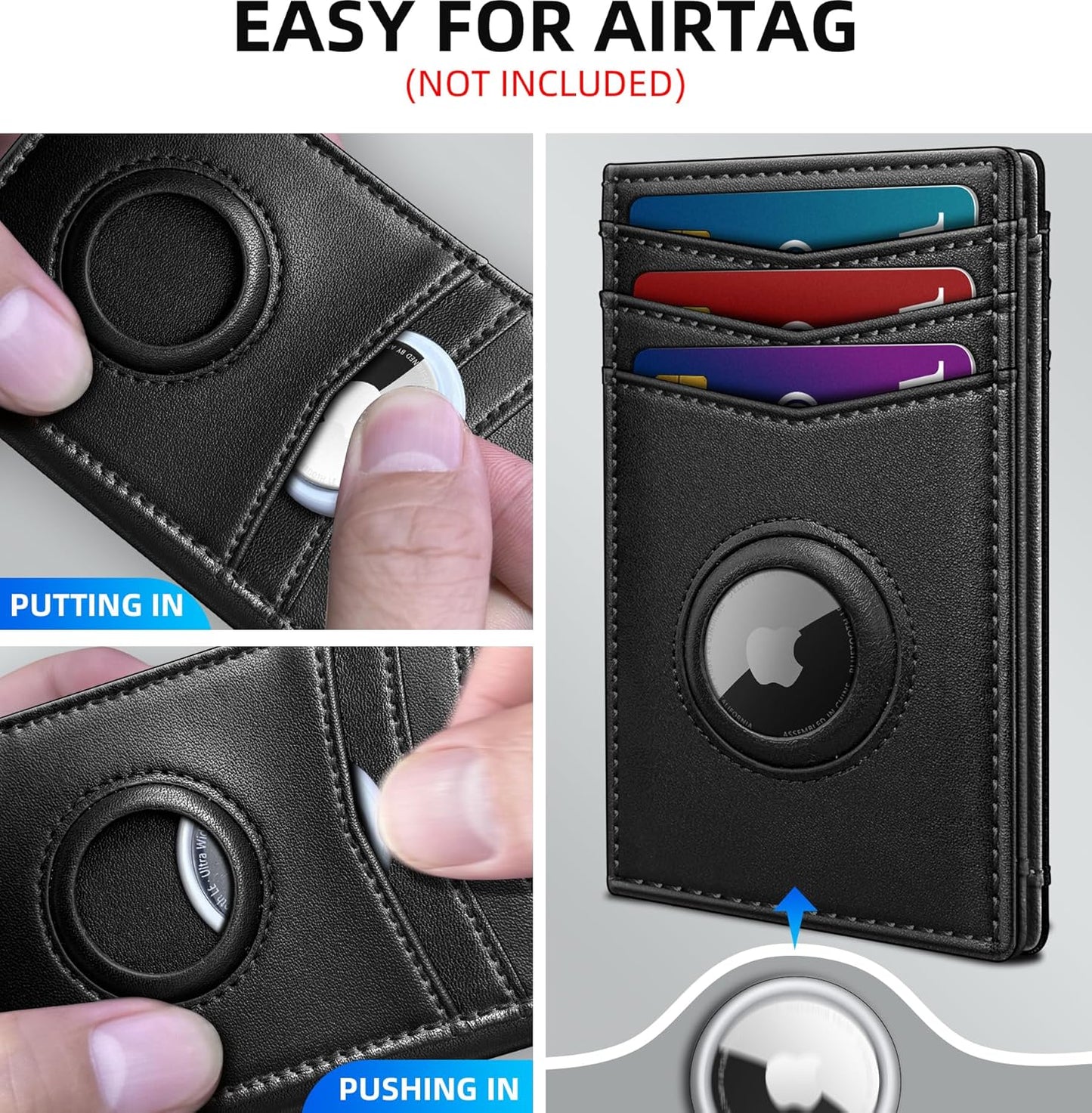 miyozi Airtag Slim Leather Wallet for Men - 12-Card Capacity, Magnetic Closure, Money Clip & Simplified Bill Compartment, RFID Blocking (4.3" x 3.0") | Gift Boxed